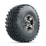 GTW Ranger Machined/ Black 8 in Wheels with 22x11.00-8 Rogue All Terrain Tires – Set of 4