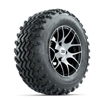 BuggiesUnlimited.com; GTW Pursuit Machined/ Black 12 in Wheels with 23x10.00-12 Rogue All Terrain Tires – Set of 4